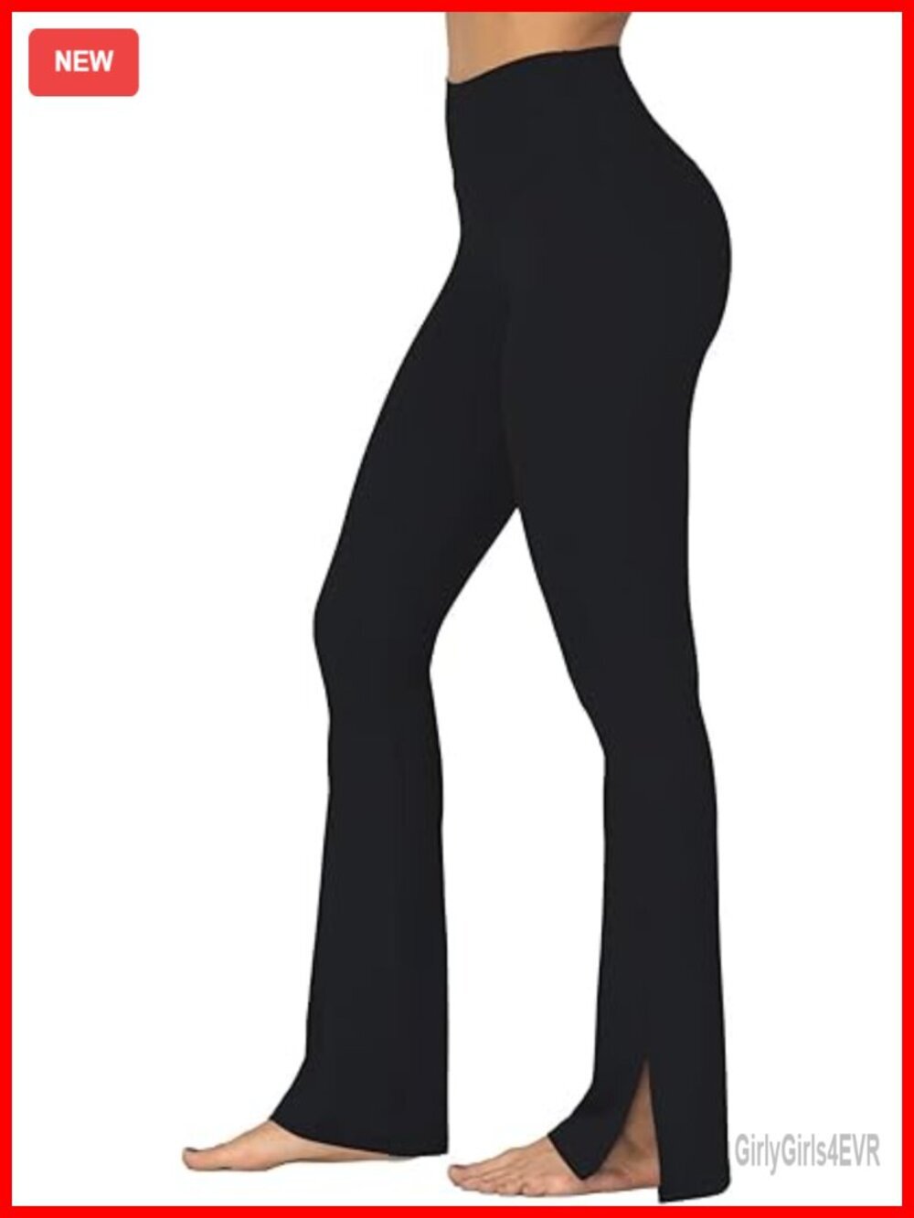 High Waisted Split Hem Flare Leggings, Tummy Control Yoga Pants
